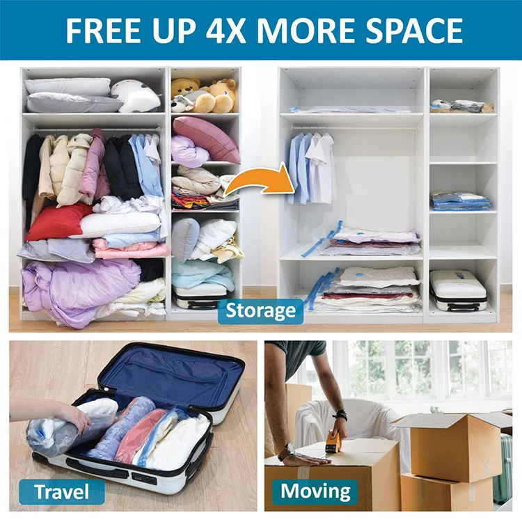 20 Pack Polyester Cloth Travel Strong Vac Space Saving Vacuum Storage Bags Set for Clothes With Electric Air Pump Walmart