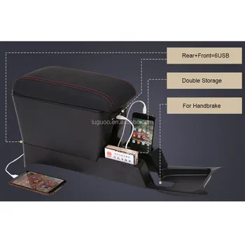 Car Two-layer cowhide Armrest Center Console Box for Polo multi armrest console box For VW Polo 2011-2019