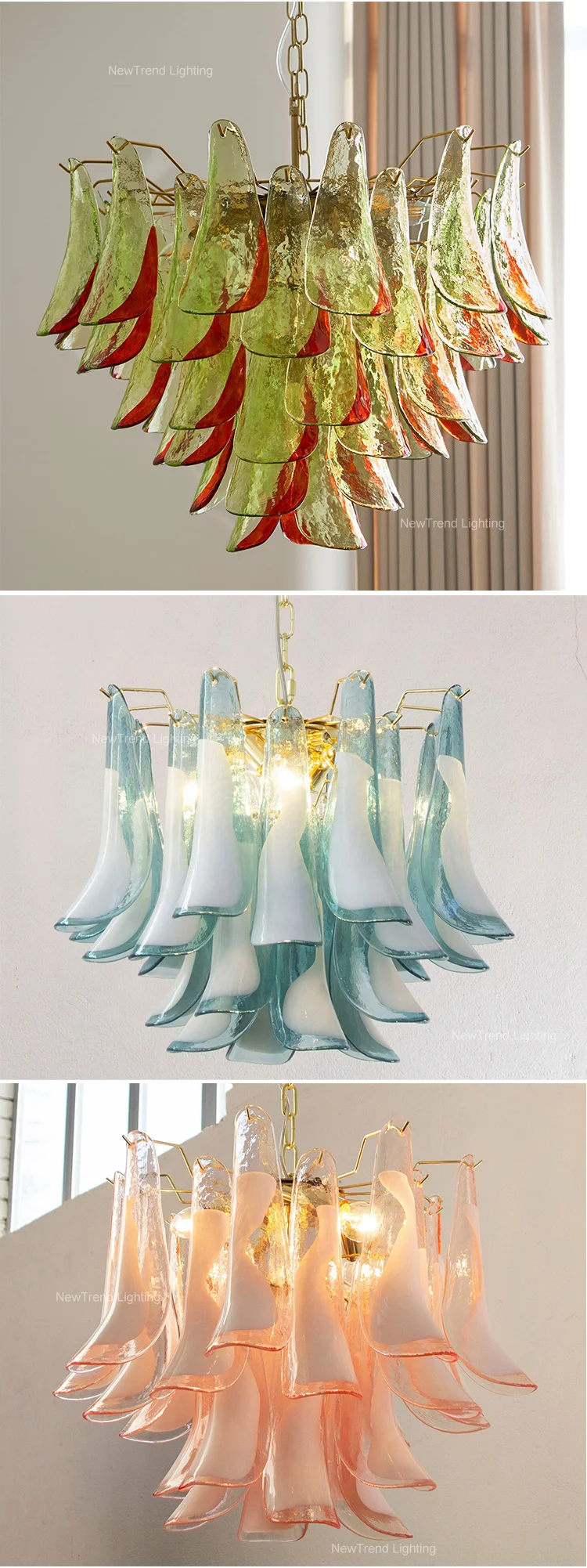 cpl 445 custom multi color murano glass chandelier  pink blue  green glass tube pendant light for bedroom  staircase-3