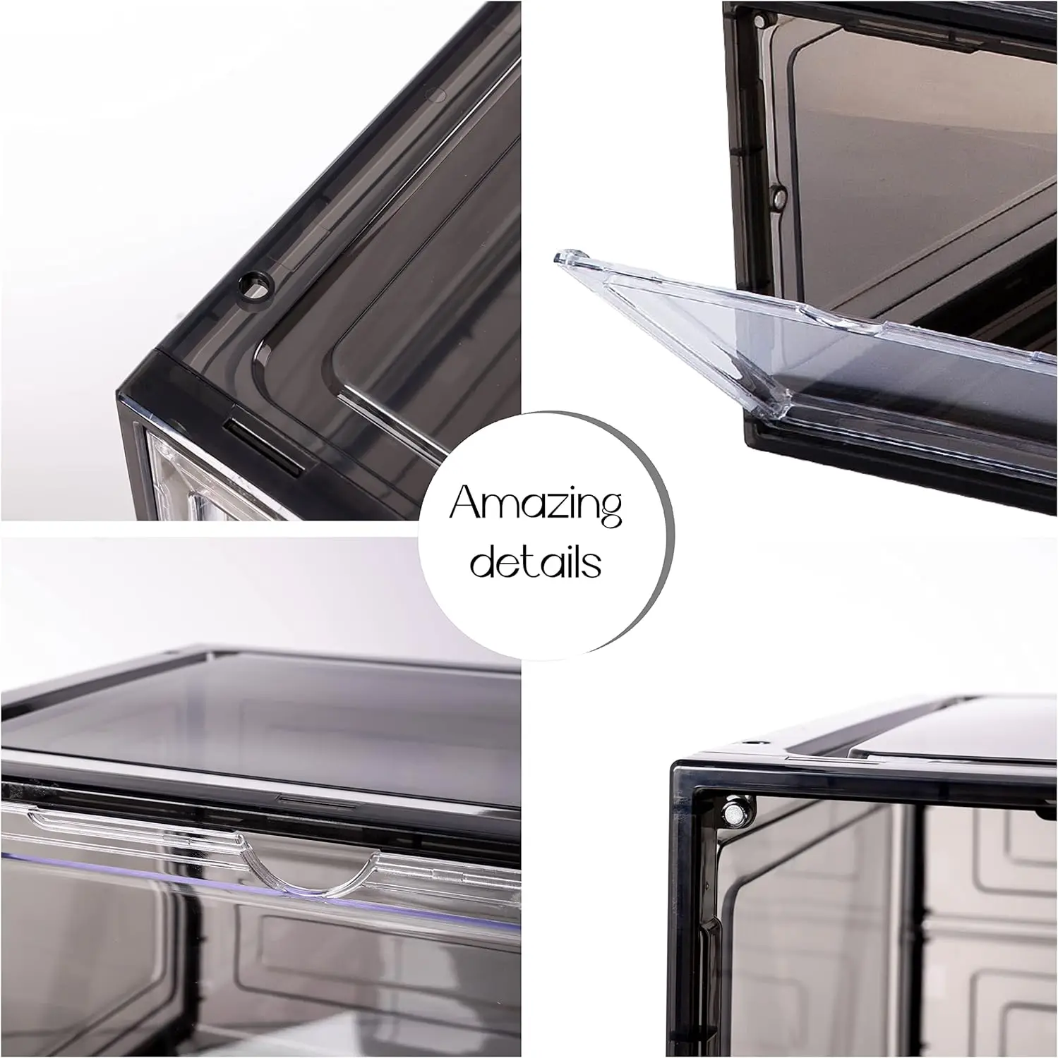 Kerykwan 3 Pack Clear Plastic Shoe Storage Box Rectangle Shape Transparent and Foldable Injection Technics