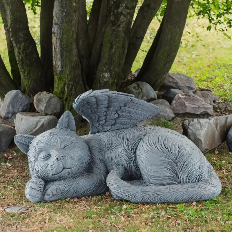 2024 новый сад креативный Ангел кошка и собака украшения из смолы для домашних животных статуя изделия