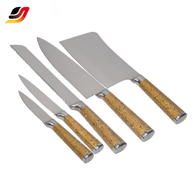 Großhandel 5-tlg. Fleischschneide-Kochmesser-Set, Edelstahl 430 mit beschichtetem Griff, Küchenmesserset