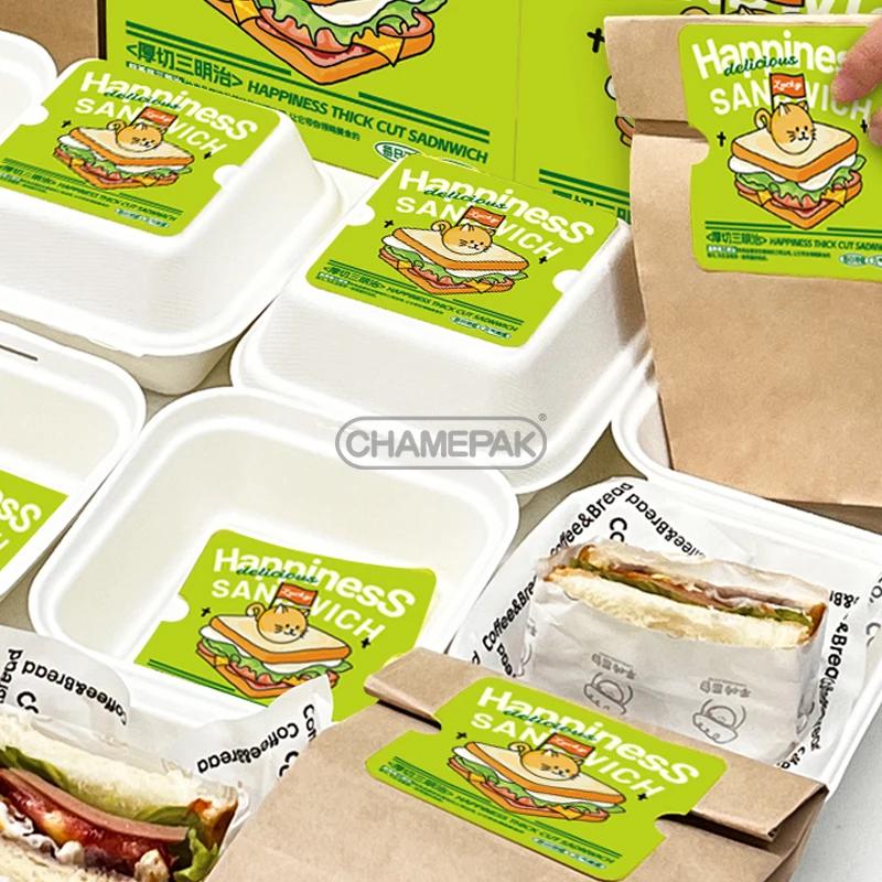 Custom Sandwich Breakfast Wrapping Portable Hamburger Food Packaging Disposable Kraft Paper Box