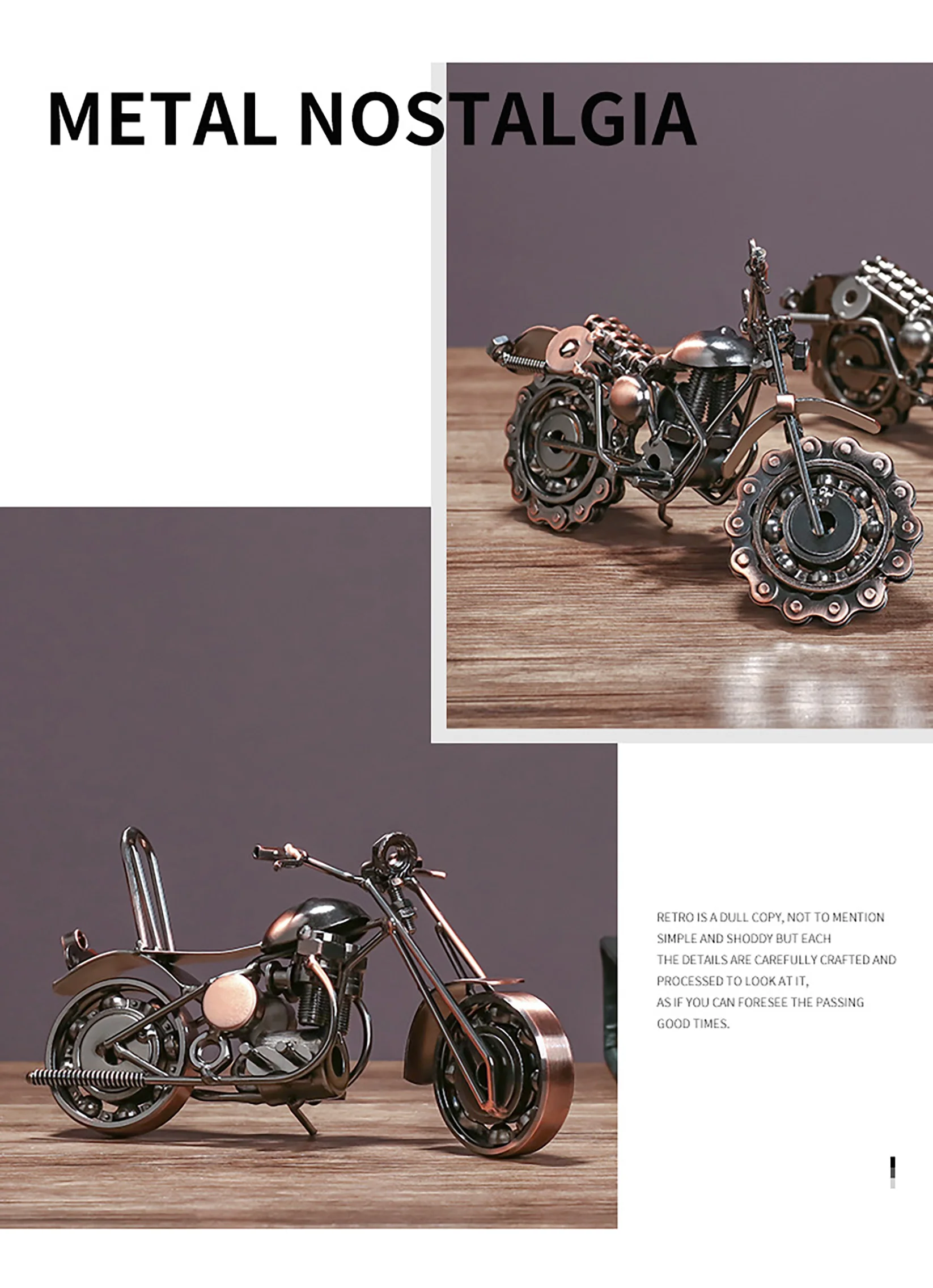 Cooper Creative Retro Iron Art Motorcycle Model Metal Moto Collection Simple Modern Home Decor Ornaments for Motocycle Lovers