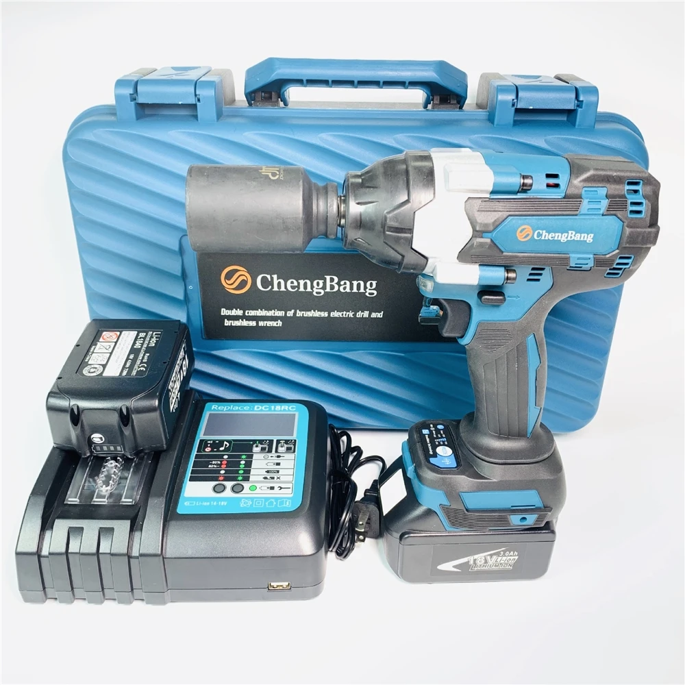 880-1500N. M высококрутящий момент бесщеточный Электрический ударный ключ перезаряжаемый литиевый аккумулятор сверхмощный беспроводной для ремонта автомобиля