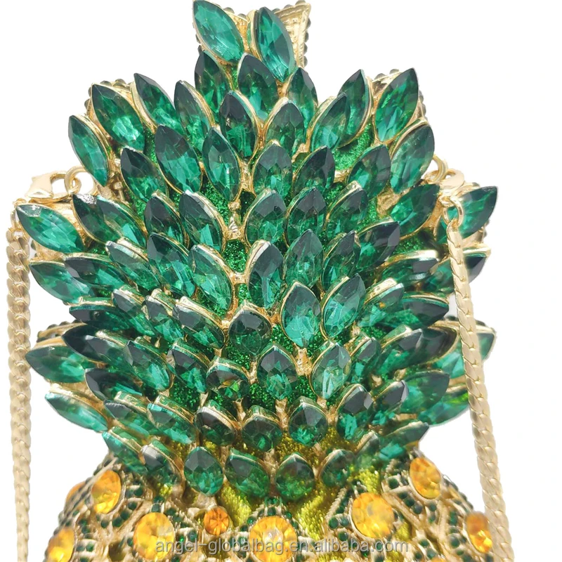 Luxury elegant bling crystal rhinestone clutch diamond pineapple purse bag handbag