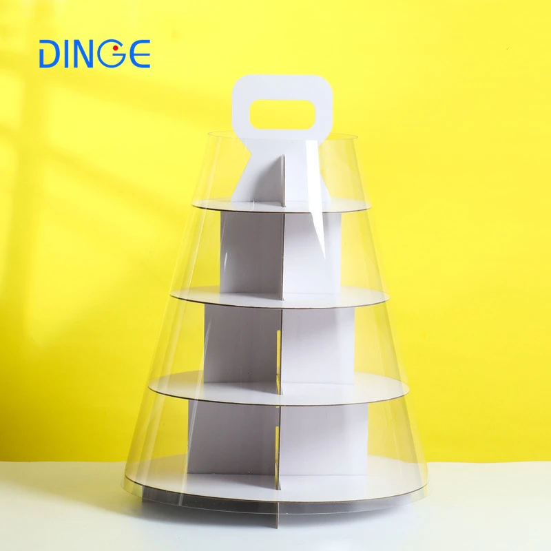 High Quality Round Paperboard 4 Layer Dessert Cake Cupcake Stand With