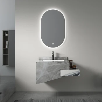 Modern wash basin floating bathroom vanities cabinet with single double sink led mirror cabinet