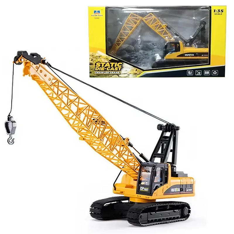 1:35 Scale Diecast Huina Crawler Crane Alloy Metal Die-Cast Model Toys with  360° Rotation and Fully Functional Simulation Action - Main Image
