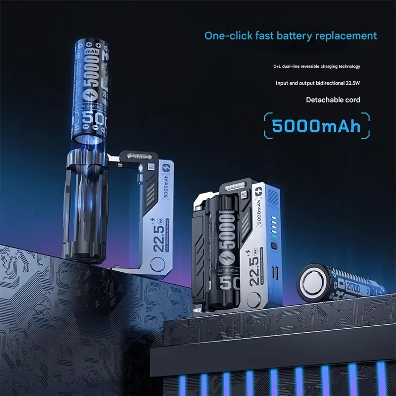 New Portable Mechanical Design One-click Battery Change Mini Power Bank 20000mAh External Battery Charger