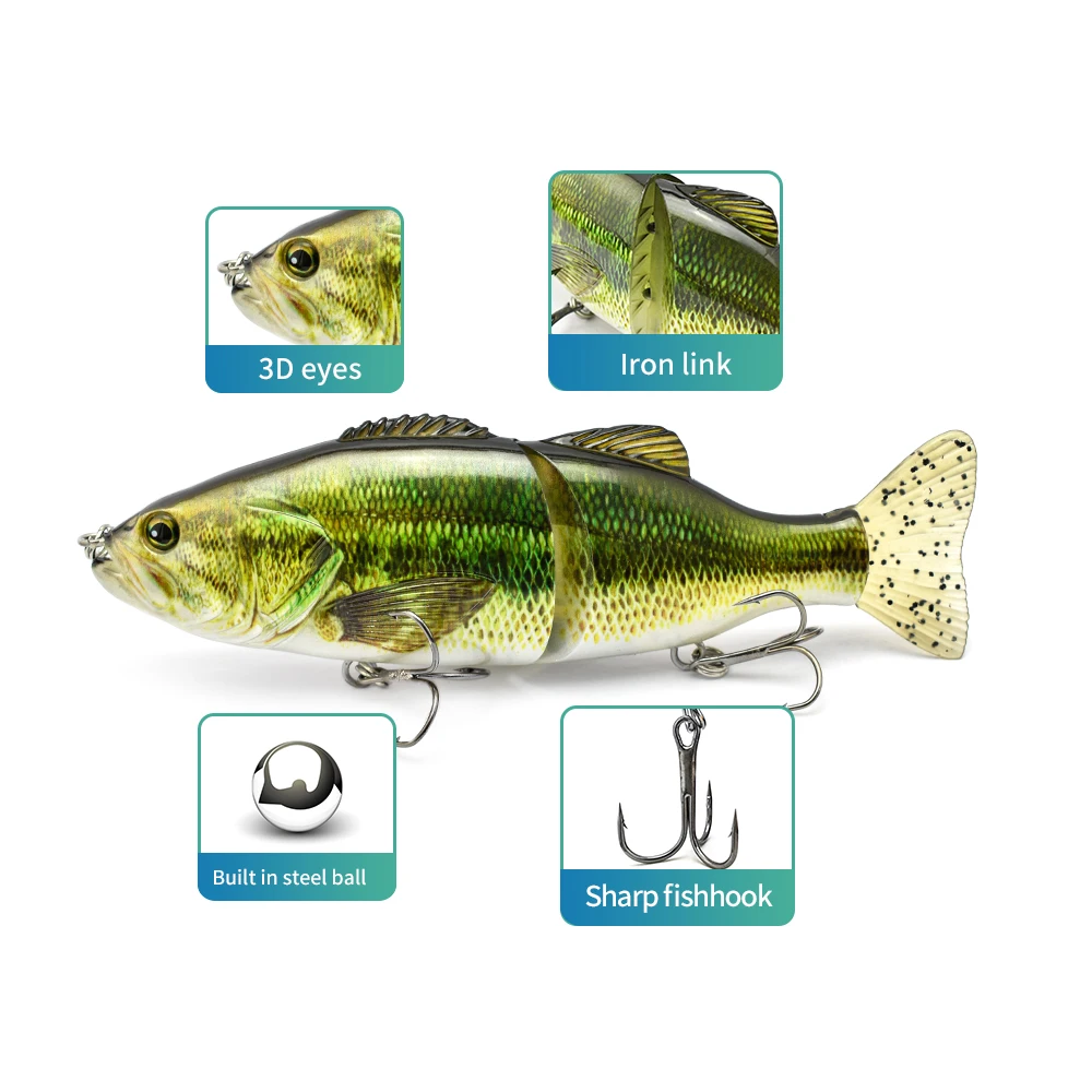 ods lure Fishing Lure Glide Bait Jointed Swimbait Artificial Fishing Bait  with Hooks for Bass Trout Pike Walleye