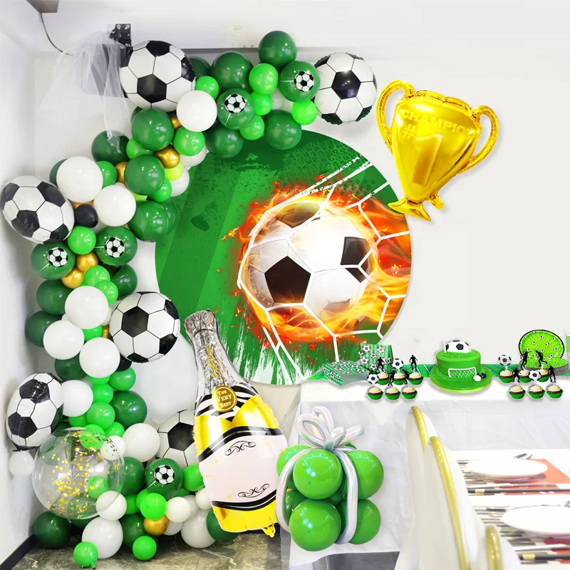 Set Decorazione Compleanno Calcio 6 Anni - Palloncini Con Numero 6, Coppa E Striscione Per Festa A Tema Sportivo - 2