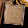 24-ah384 diamond double necklace gold