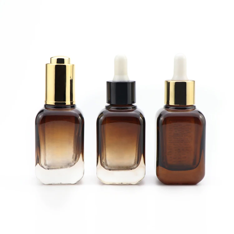 JX Pack 30ml 40ml Amber square Rectangle Essential Oil Glass Dropper Bottle