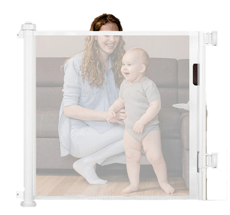 High Quality Dog Cat Kids Child Safety Pets-Mesh-Gates Children Door Stair Sliding Retractable Safety Baby Pets Gate