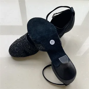 Women's Latin Dance Shoes Soft Soles for Adults Indoor Baotou Salsa Dance Shoes Cowhide Outsole  Stage Performance