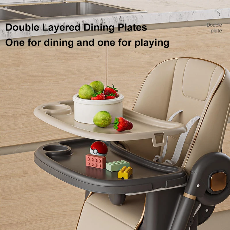 Multifunction  Double Dining Table Feeding Baby High Chair Food Chair Adjustable  Highchair Food Catcher for Baby