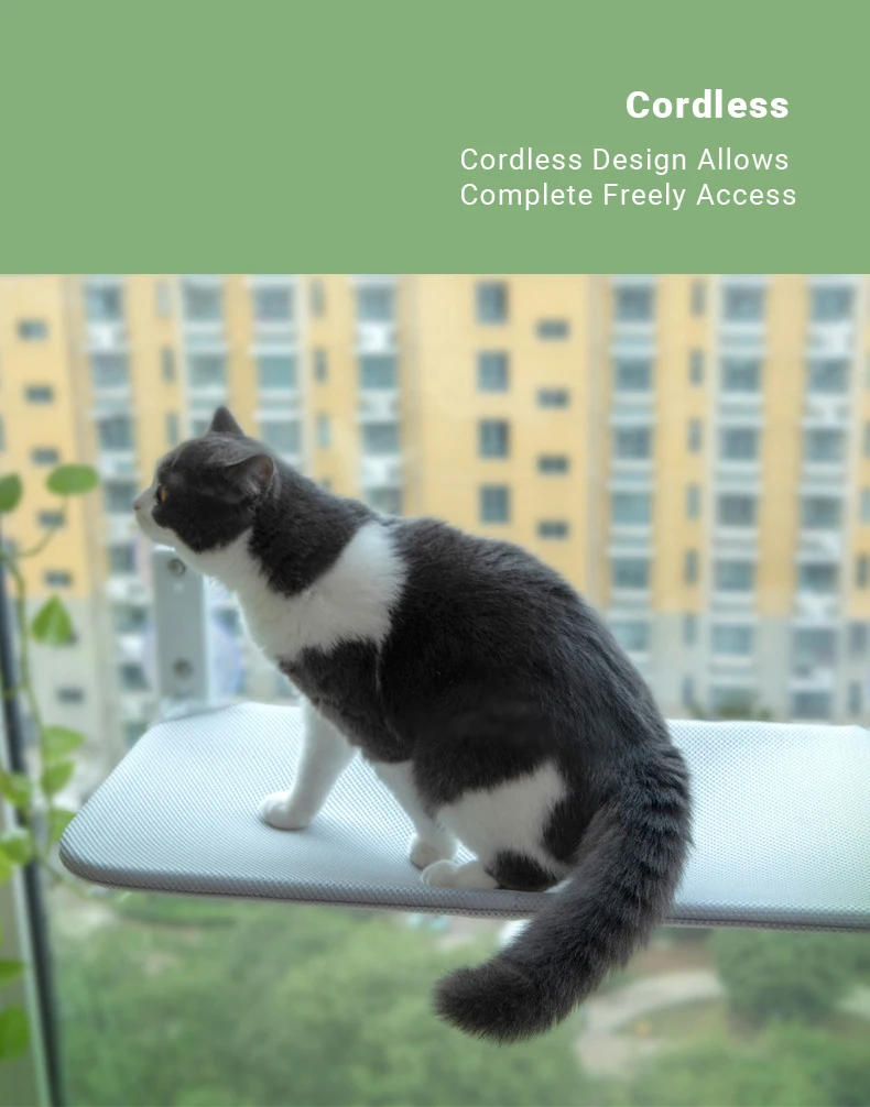 Foldable Cordless Cat Bed Window Perch Hammock Lounge With Suction Cups