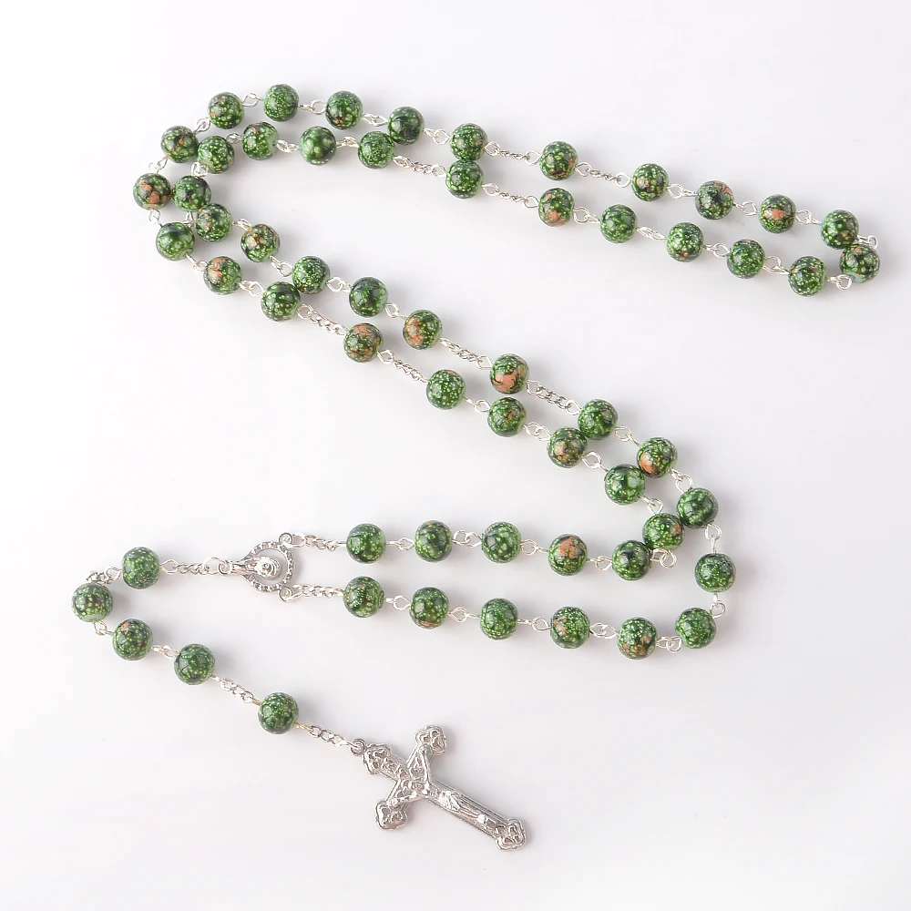 Handmade Rosary, 10mm Mermaid offers Glass Beads