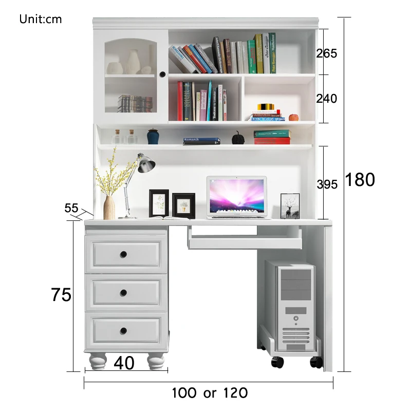 Desktop Computer Table Design With Bookshelf Study Cum Computer Table