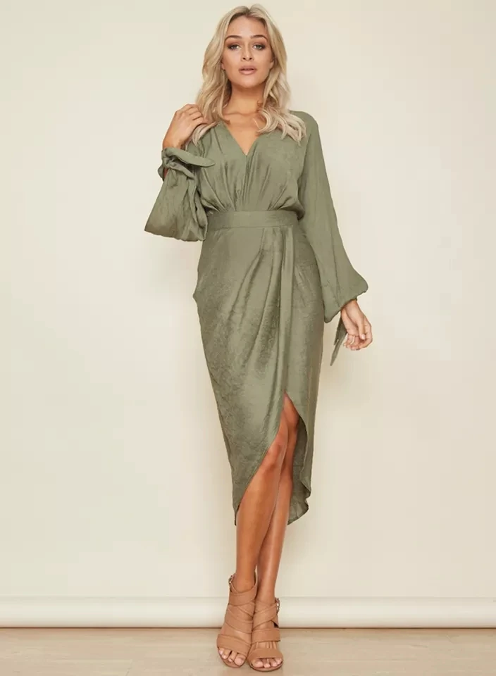 Lancai Summer Fall 2022 Women Clothes Maxi Dresses Long Bohemian Sleeve V Neck Sex Linen 2197