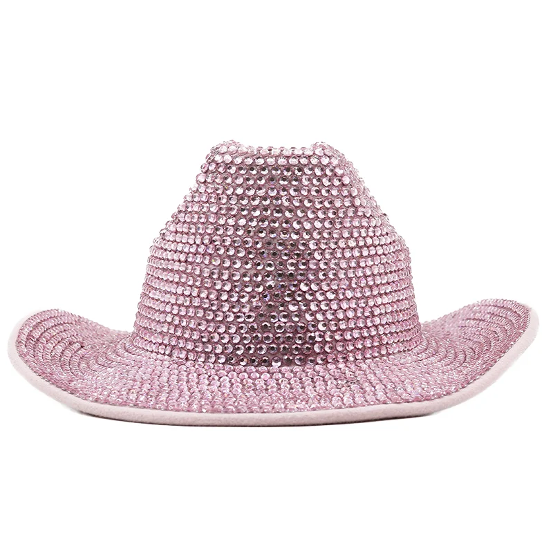 Unisex Sparkly Rhinestone Western Cowboy Hat 100% Polyester Pink Men/Women Outdoor Sports Parties Travel Costumes All Seasons