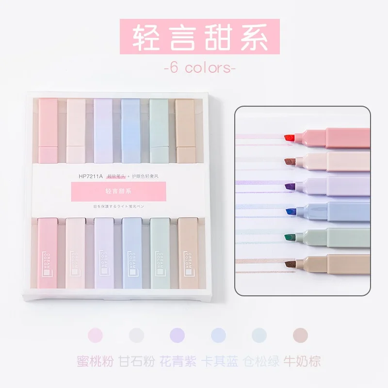 Cute Multi Colors Macaron School Student Kids Block Highlighters Set ...