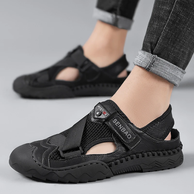 Factory Supply Outdoor Hand Made Toe Protect Sport Hiking Summer Sandals For Men