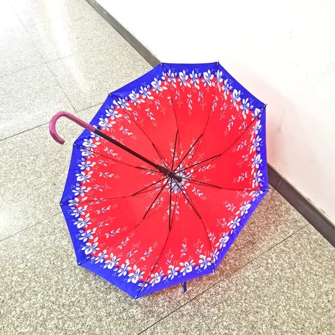 Factory Wholesale Multiple Printed Design Straight Rain Umbrella With Plastic Cover Case