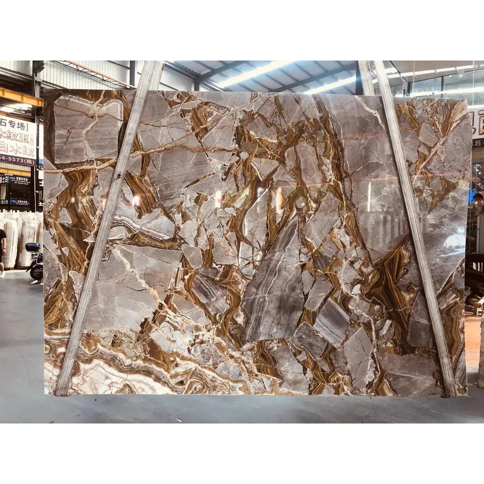 Natural Marble White Gold Fusion Marble Golden Marble For Wall And