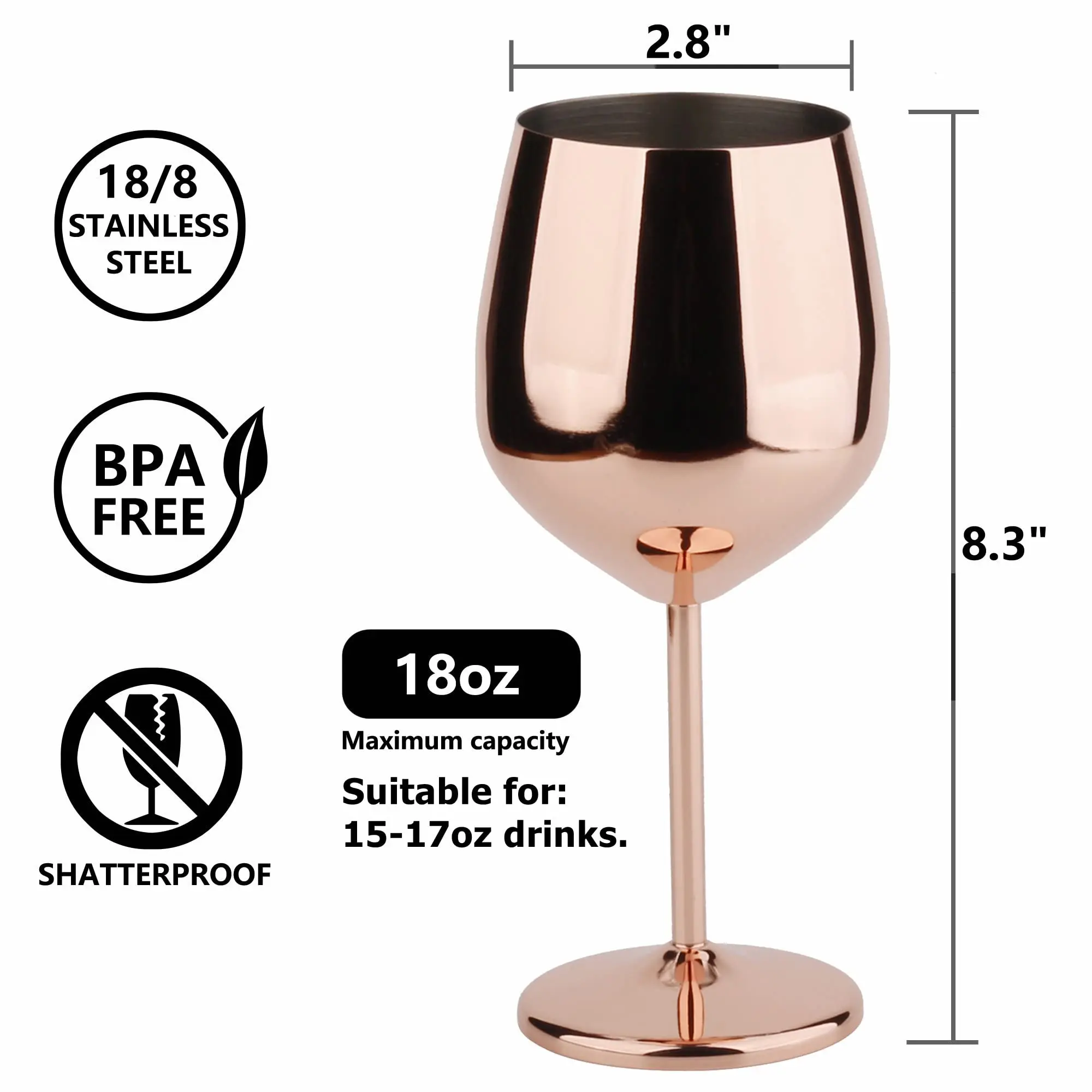 Custom Party Goblet Wine Stainless Steel Wine Glass Goblet 16oz Metal