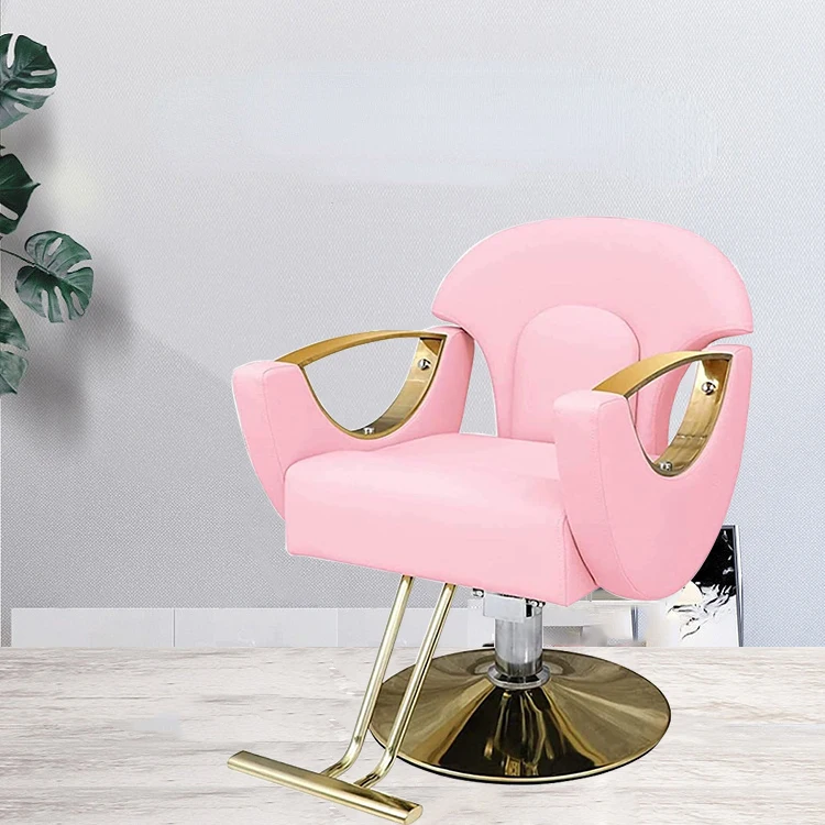 Reclining Hair Salon Chair Furniture Modern Luxury Salon Chairs Styling  Barber Chair pink