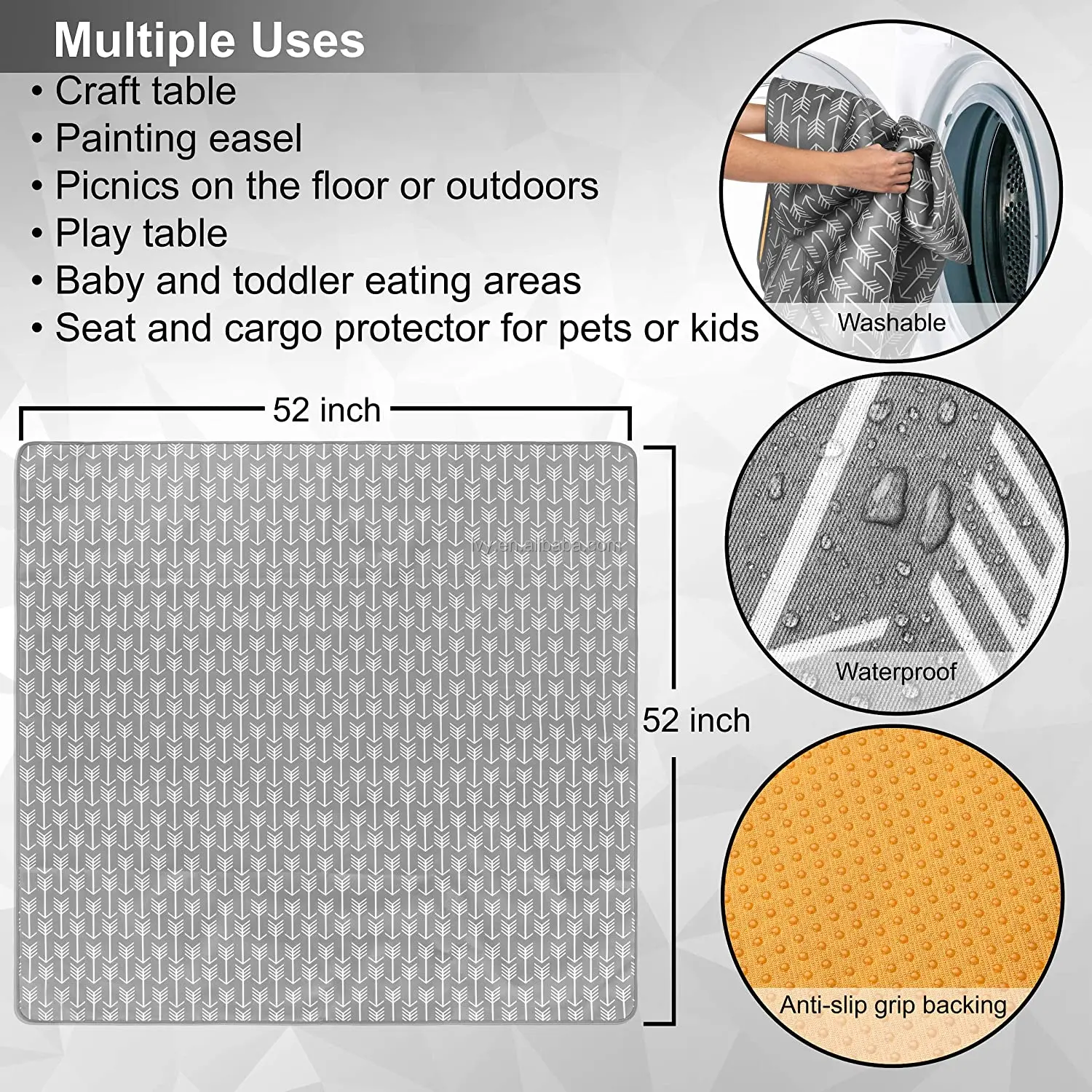 Large Waterproof Kid Food Floor Mat 51" Splat Mat For Under High Chair factory