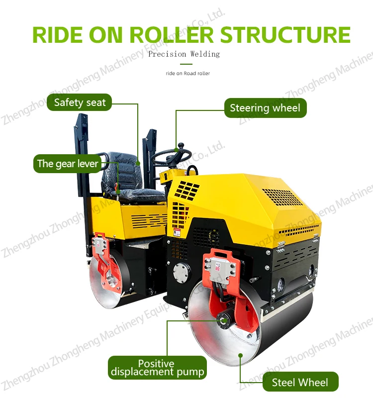 3 Ton Double Drum Ride On Road Roller 36kw Gasoline Asphalt Road ...