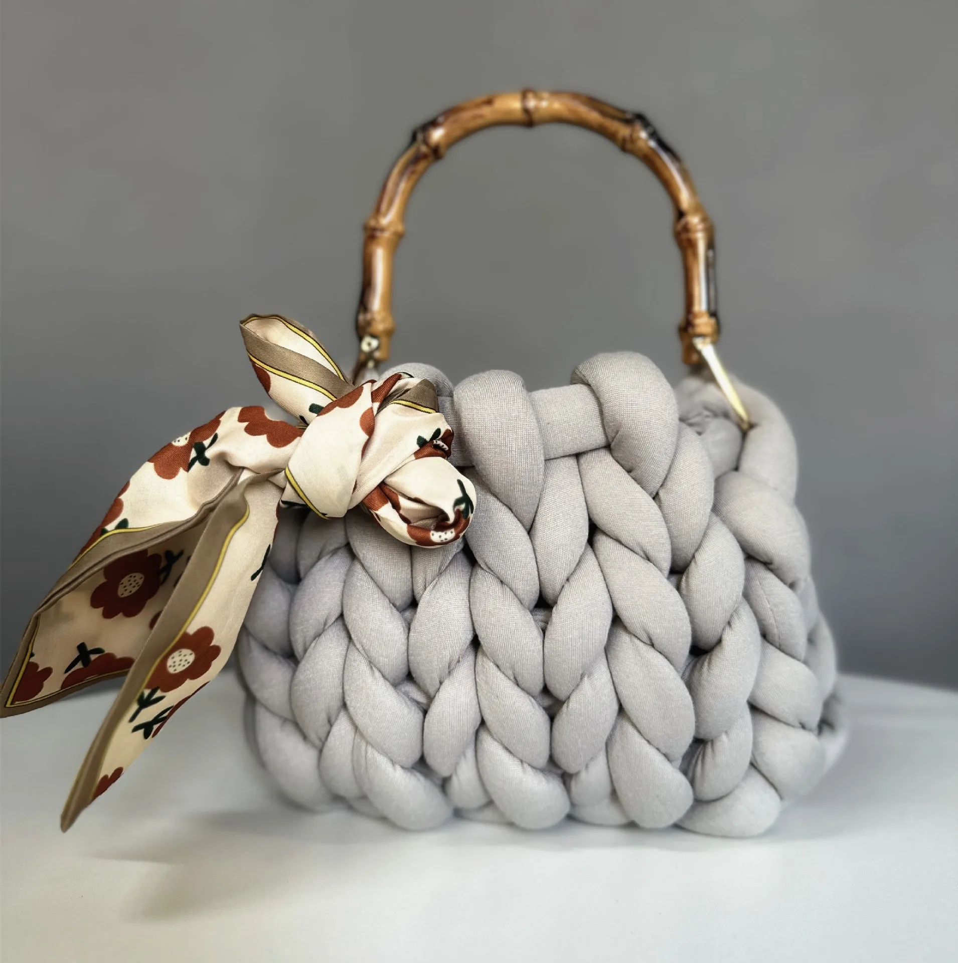 Handmade Corduroy Woven Knit Satchel Purse Handbag Shoulder Women's Knit Clutch Bag