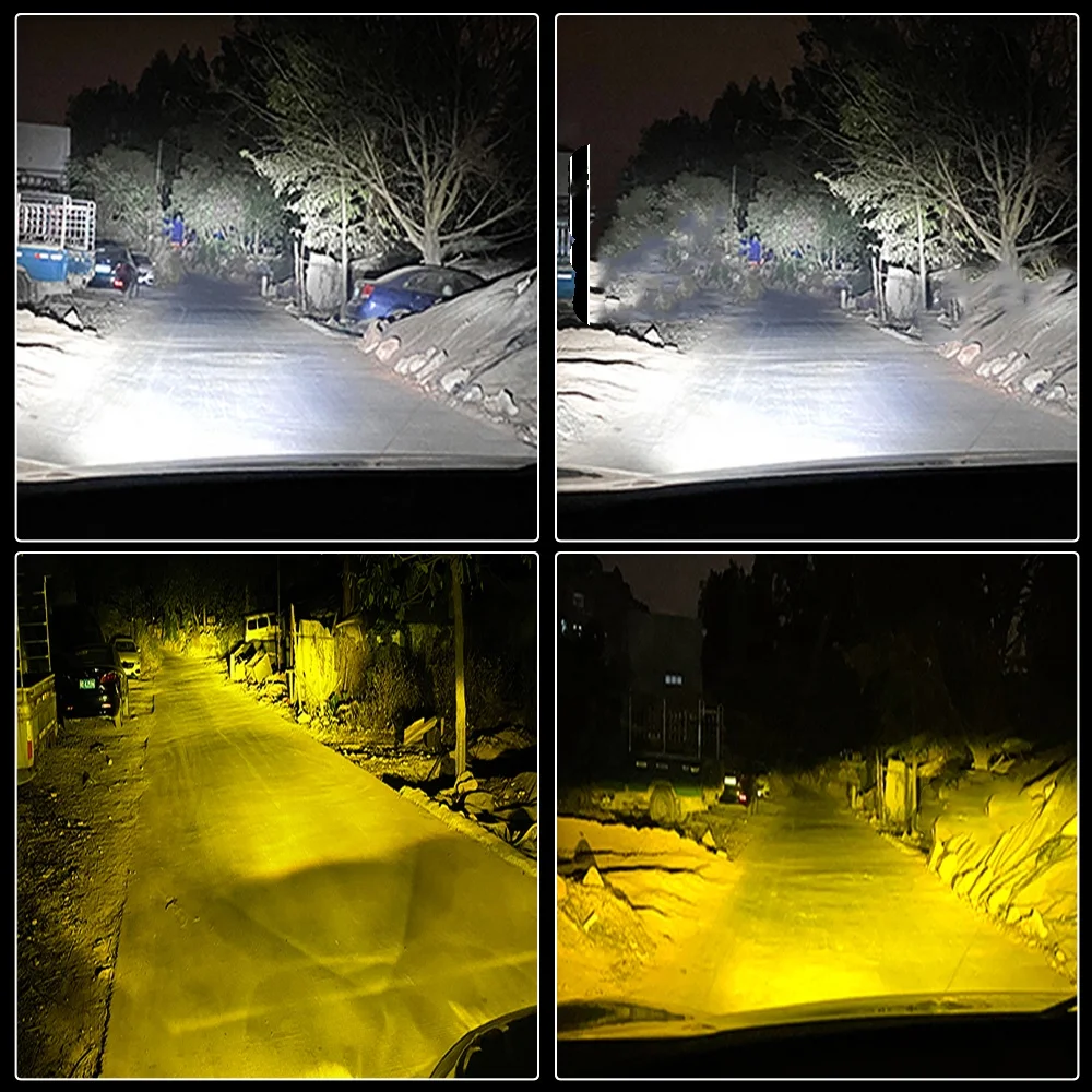 Lot 2 Ampoules LED Phare H4 60W 6000K/3000K Bicolores - Feux Croisement Antibrouillard étanches IP68 - 3