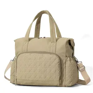 Fashion Women Soft Puffy Travel Crossbody Shoulder Bag Tote Bag Puffer Quilted Mummy Bag Yoga Gym Bag with Dry-Wet Compartment