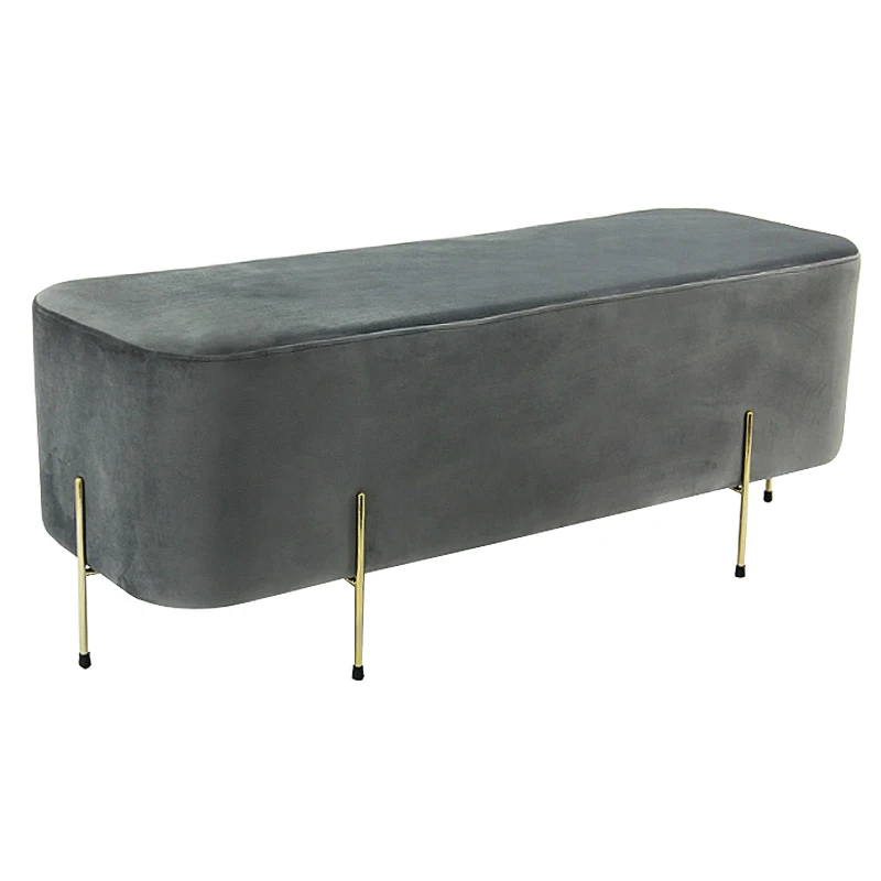 HStex Living Room Fabric Ottoman with Gold Stainless Steel Ottoman Pouf