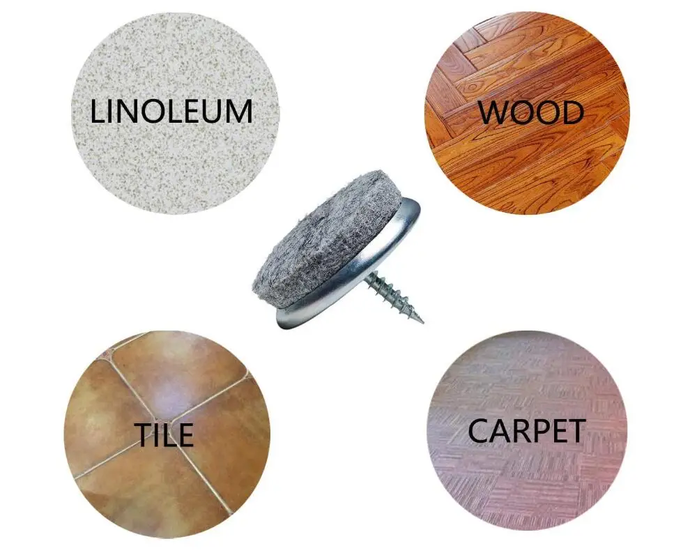 Round on Felt Furniture Pads With Nail Screw for Glides Wooden Furniture Legs