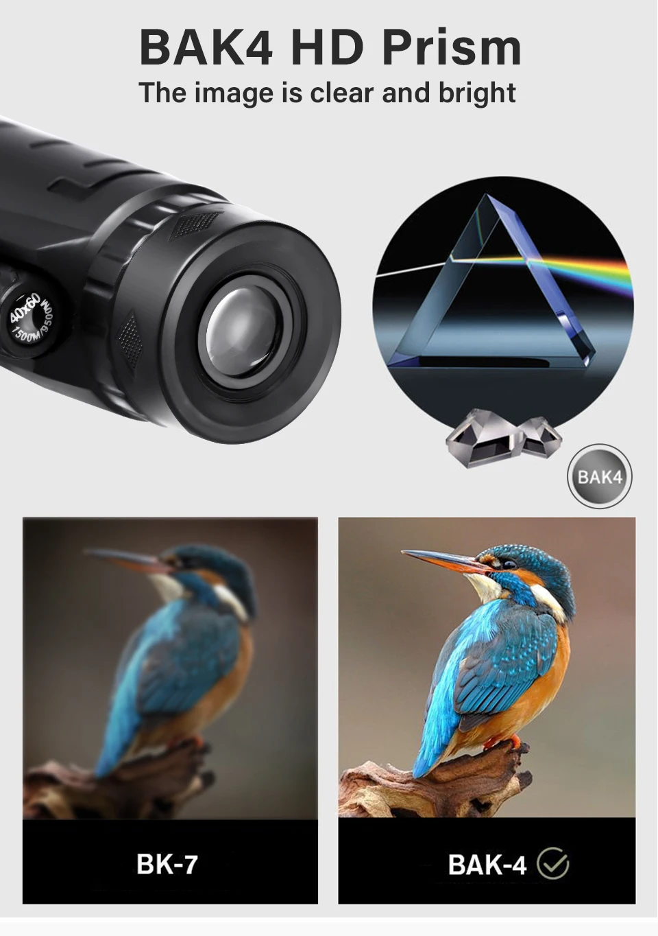 Jumelles monoculaires 40x60 Zoom télescope portatif HD Chasse Professionnelle télescope monoculaire Clair