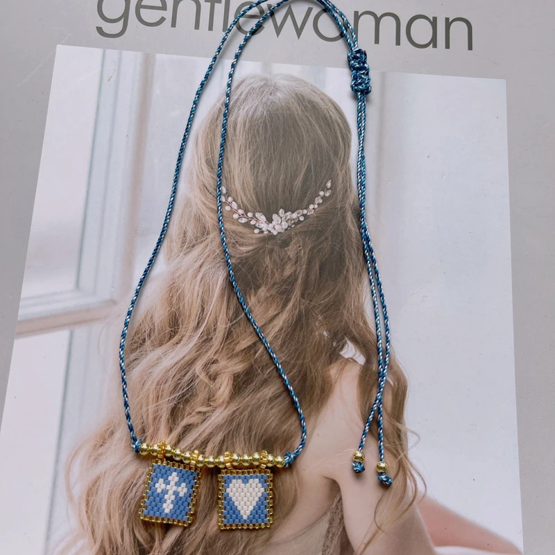 Hawaiian Casual Braided Rope Jewelry Miyuki Beads Thread Heart Cross