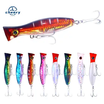 CHEERY Topwater Floating Popper Hard Fishing Lure Laser Finish Treble Hooks Saltwater Freshwater Bass Fishing Bait – Popper – view 2