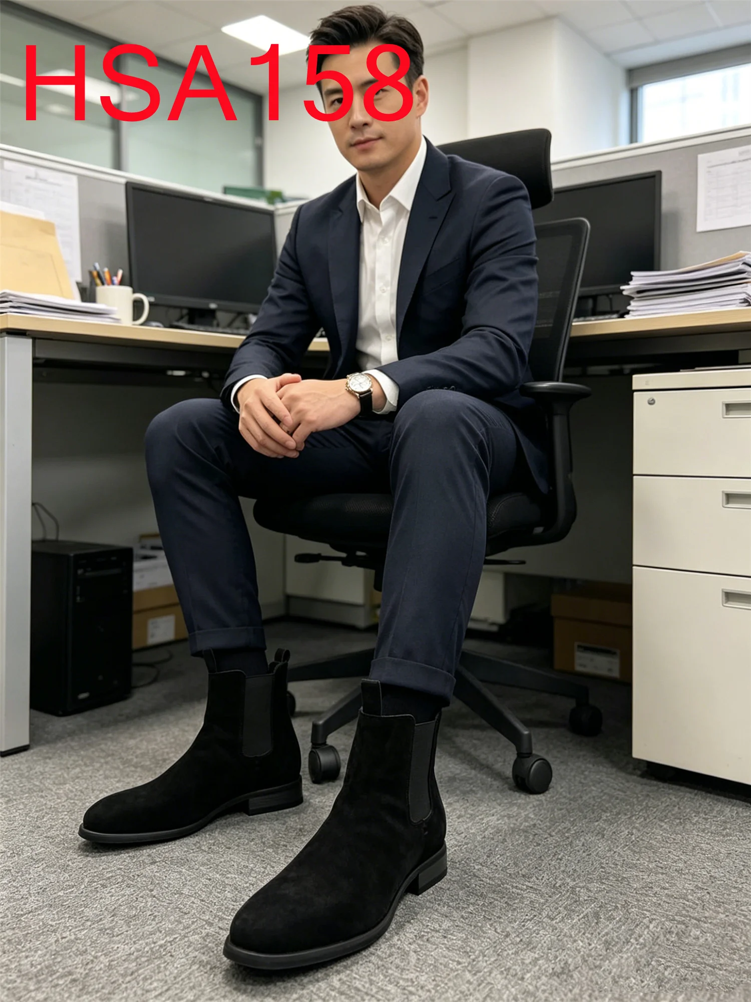 WYC,Business Reception Natural Suede Leather Upper Black Office Shoes Corporate Events Classic&Stylish Look Dress Shoes HSA158