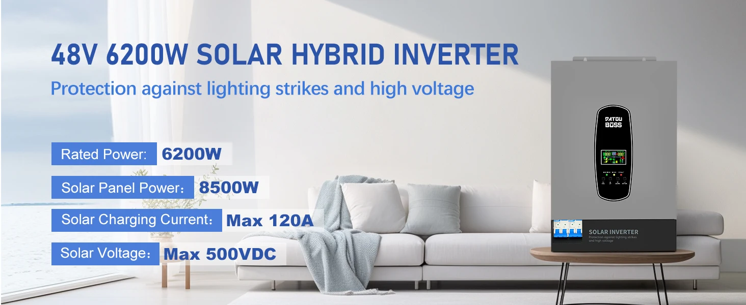 Inversor solar híbrido 6200w 48v off-grid com mppt e função ups_voghion.com
