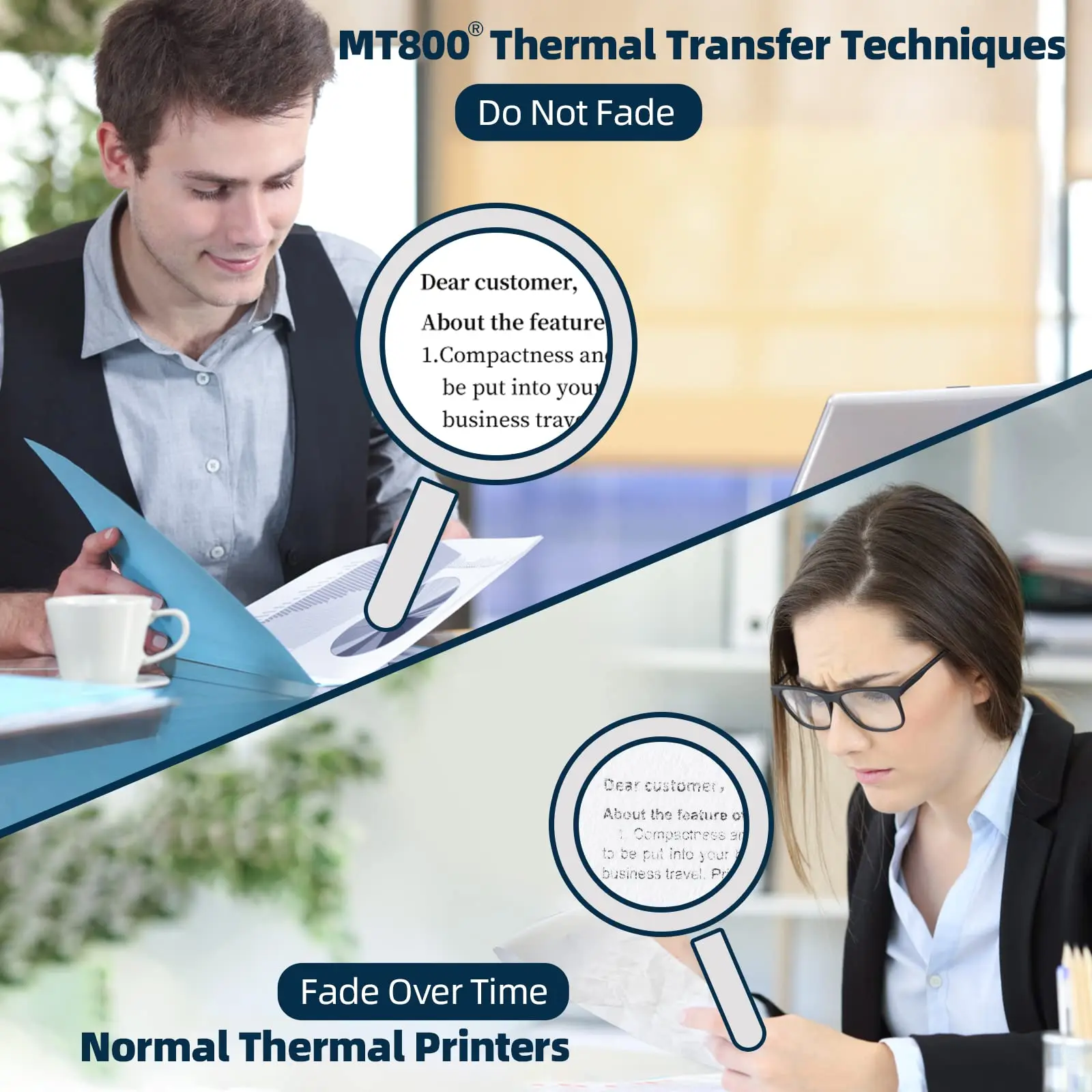 HPRT Wireless Thermal Transfer Mobile Printer A4 Portable Printer MT800 for Documents Print