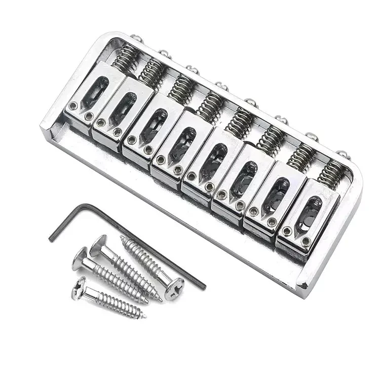 8 String Guitar Bridge Hardtail Fixed Saddle Chrome Tailpiece Electric ...