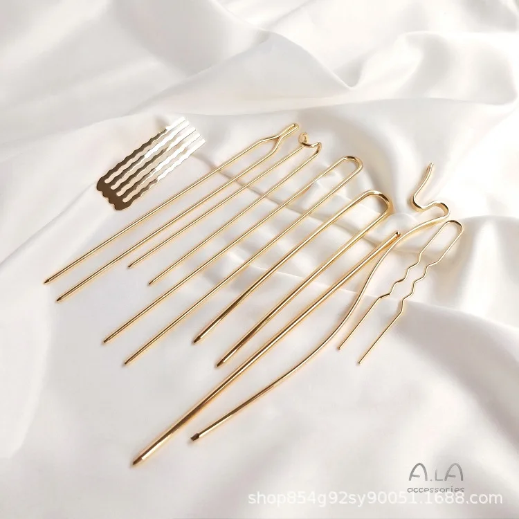 14k позолоченный сплав U-образная заколка для волос палочка ручной работы аксессуары Вилка женщин