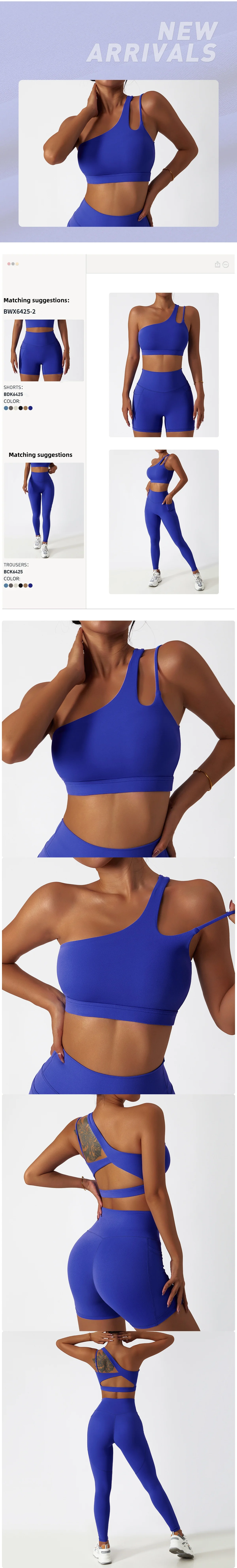 Ladies Customized Logo Sportswear irregular one-shoulder strap yoga bra Women's Summer fitness bra breathable yoga Gym Wear manufacture