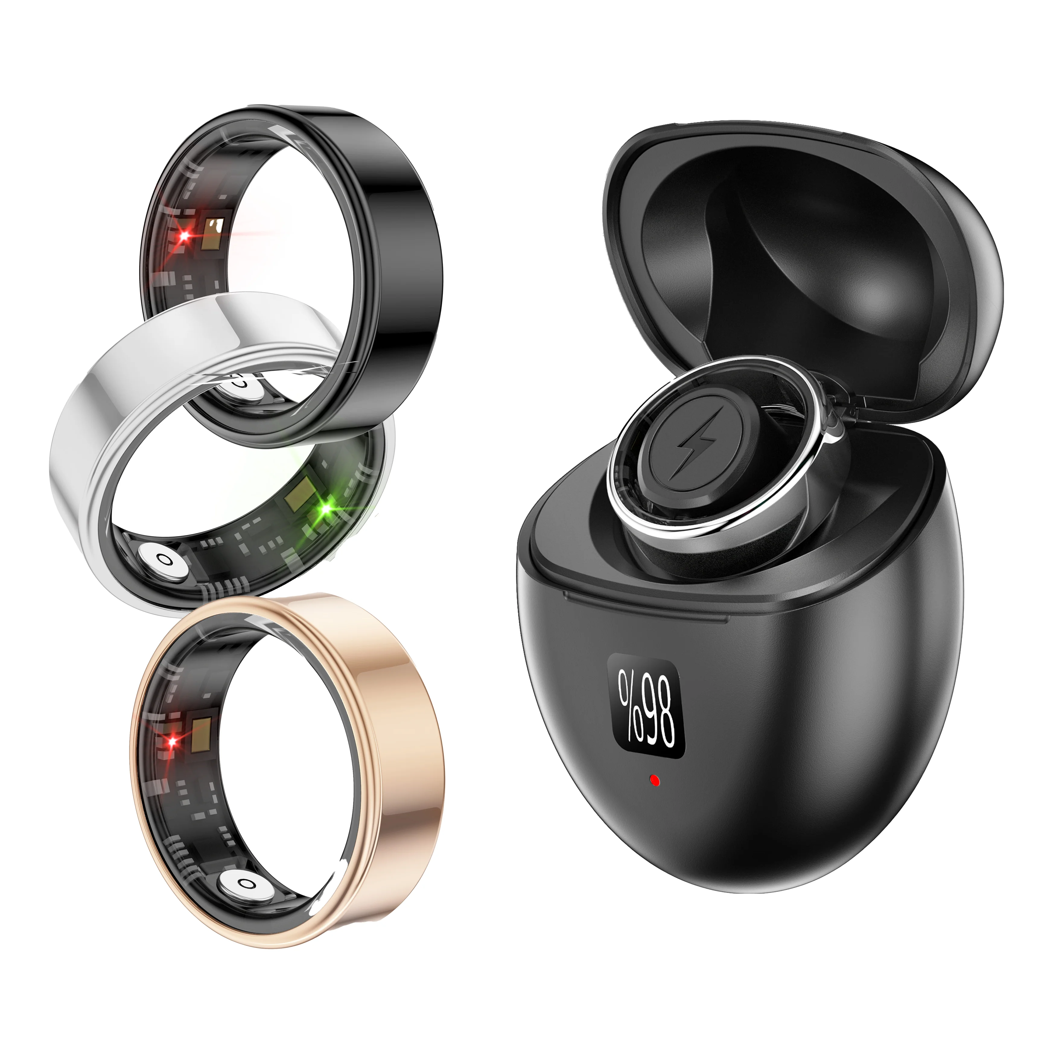 2024 SR03 Charging Case Health IOS Compatible Control Devices Fitness Couple Long-Distance Touch Love Smart Fitness Tracker Ring