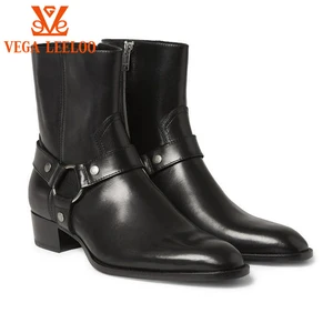 New Trendy Brand Boots Side Zip  Flat Fashion Business Ankle Genuine Leather  Chelsea Boots Men Plus Size 48